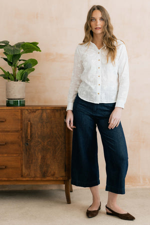 Lily & Me White Patsy Shirt Embroidered Patchwork