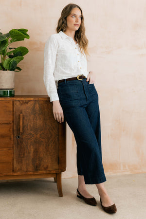 Lily & Me White Patsy Shirt Embroidered Patchwork