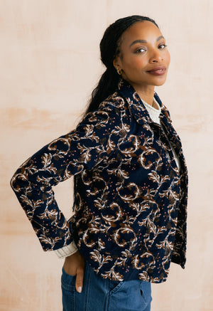 Lily & Me Trailing Leaves Navy Ash Jacket