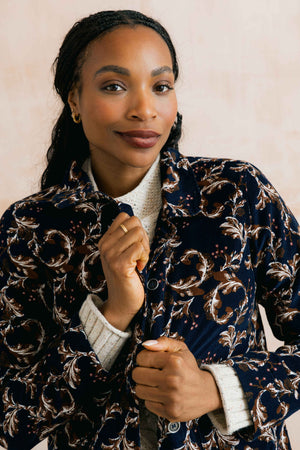 Lily & Me Trailing Leaves Navy Ash Jacket