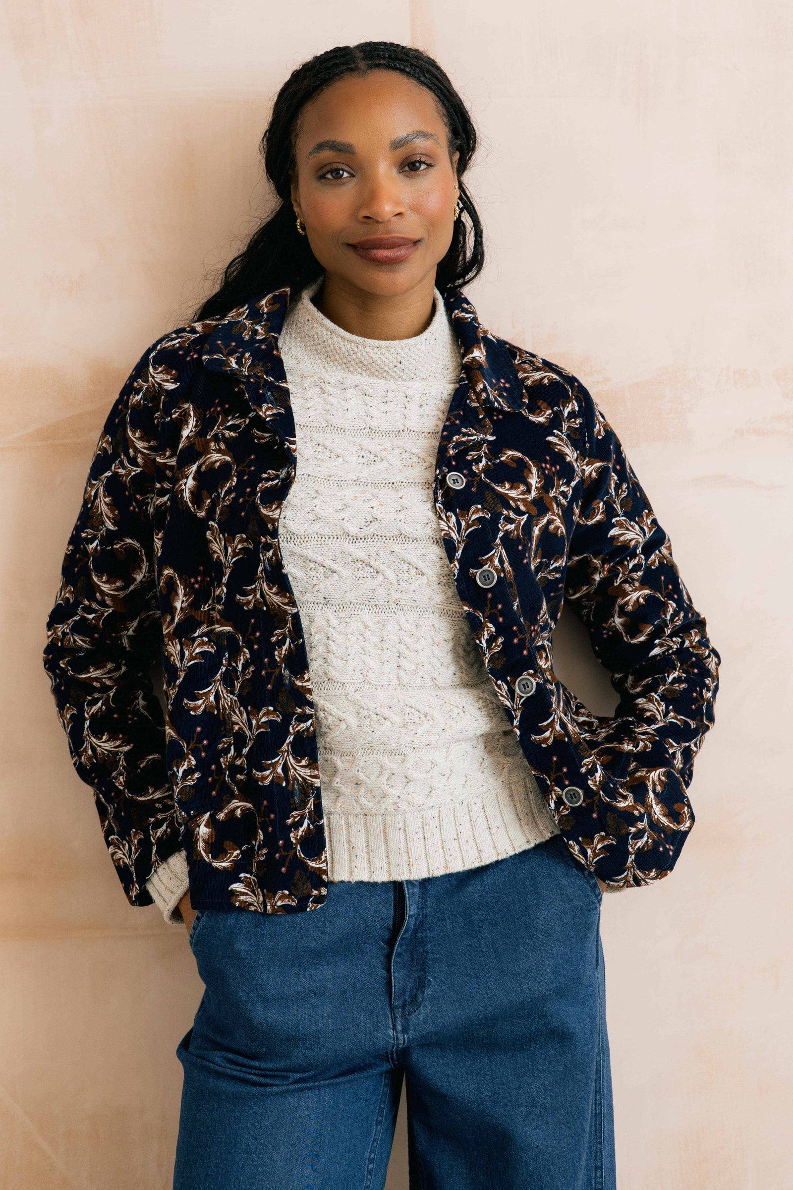 Lily & Me Trailing Leaves Navy Ash Jacket