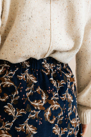 Lily & Me Trailing Leaves Navy Frances Skirt