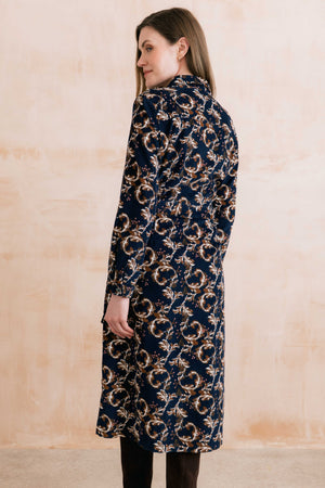 Lily & Me Trailing Leaves Navy Anya Midi Dress