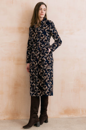 Lily & Me Trailing Leaves Navy Anya Midi Dress