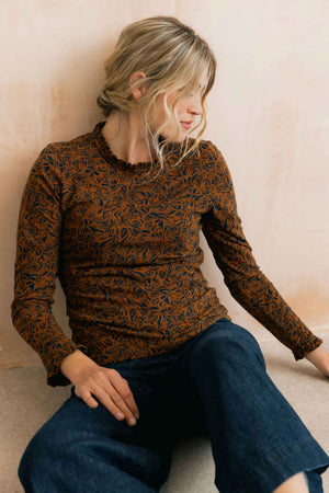 Lily & Me Mono Foliage Burnt Caramel Marnie Top