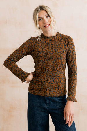 Lily & Me Mono Foliage Burnt Caramel Marnie Top