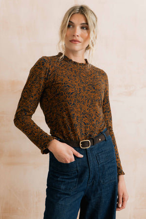 Lily & Me Mono Foliage Burnt Caramel Marnie Top