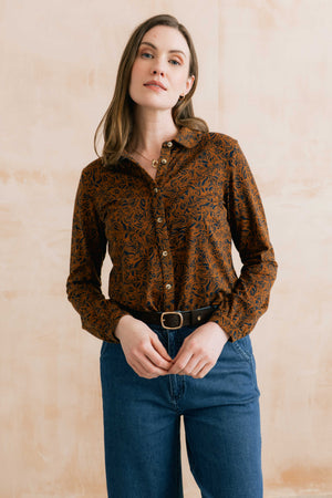 Lily & Me Mono Foliage Burnt Caramel Bowbridge Shirt