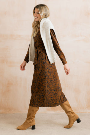 Lily & Me Mono Foliage Burnt Caramel Rosanna Dress
