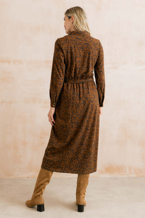 Lily & Me Mono Foliage Burnt Caramel Rosanna Dress