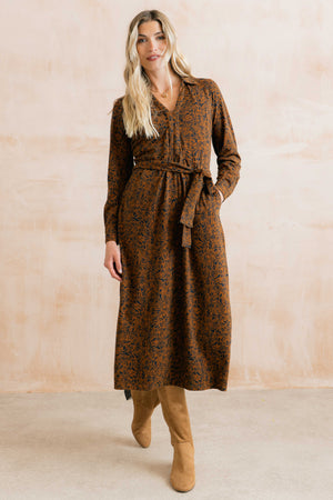 Lily & Me Mono Foliage Burnt Caramel Rosanna Dress