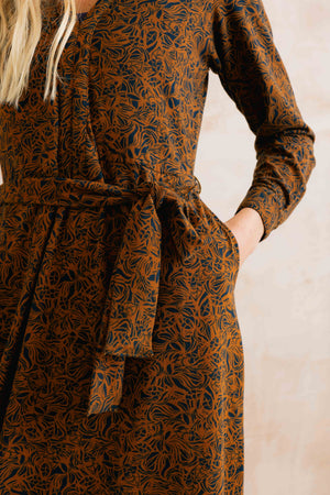 Lily & Me Mono Foliage Burnt Caramel Rosanna Dress