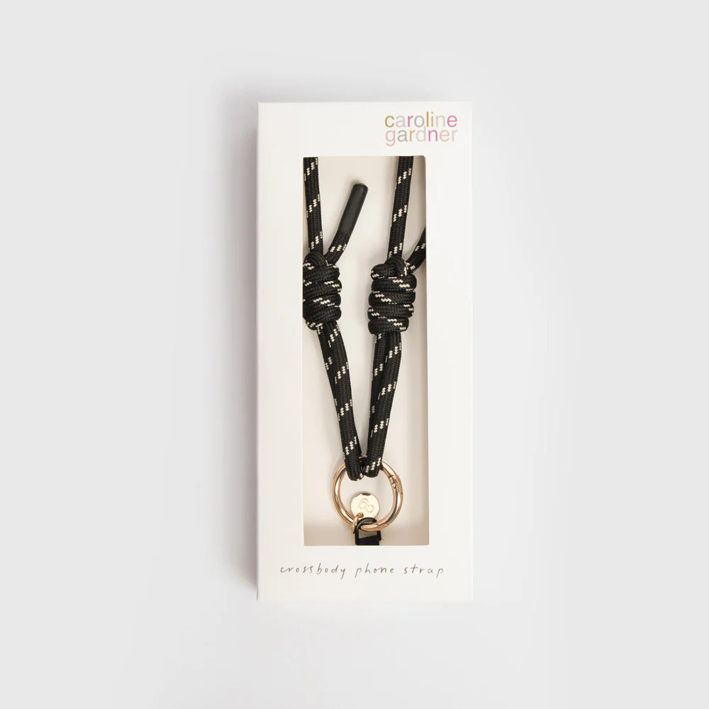 Caroline Gardner Black and White Crossbody Phone Strap
