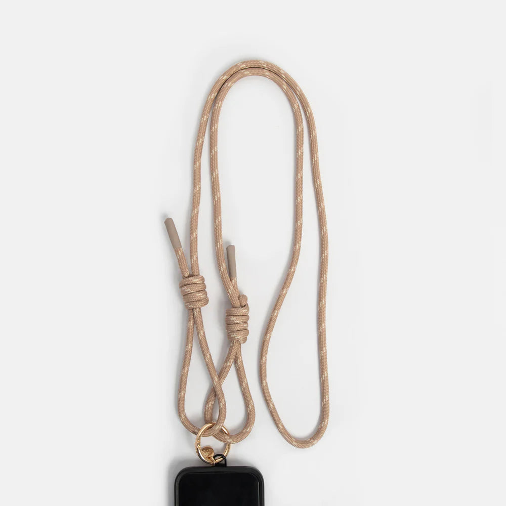 Caroline Gardner Taupe and White Crossbody Phone Strap