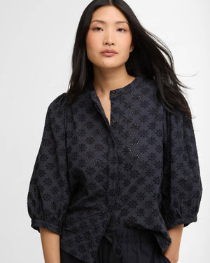 Barbour Layla Dark Navy Broderie Anglaise Shirt