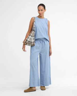 Barbour Josie Light Chambray Wide-Leg Trousers