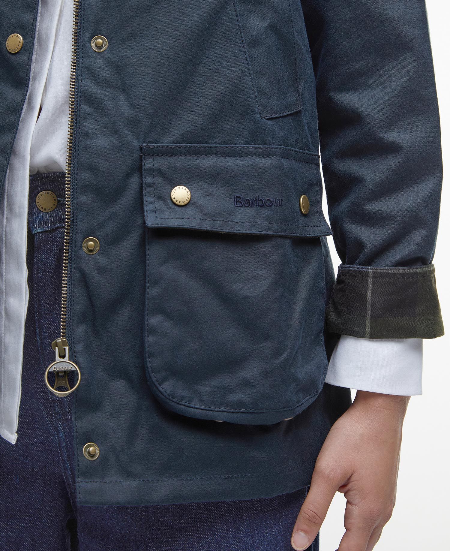 Barbour Acorn Wax Jacket Navy - Dressage Country Clothing