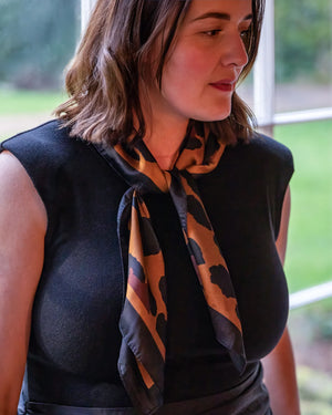 Chalk Luna Large Leopard Print Satin Scarf