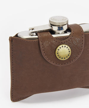 Barbour 4oz Hinged Hip Flask with Leather Case