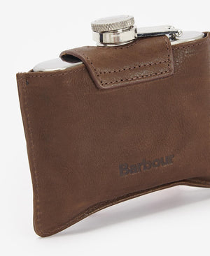 Barbour 4oz Hinged Hip Flask with Leather Case