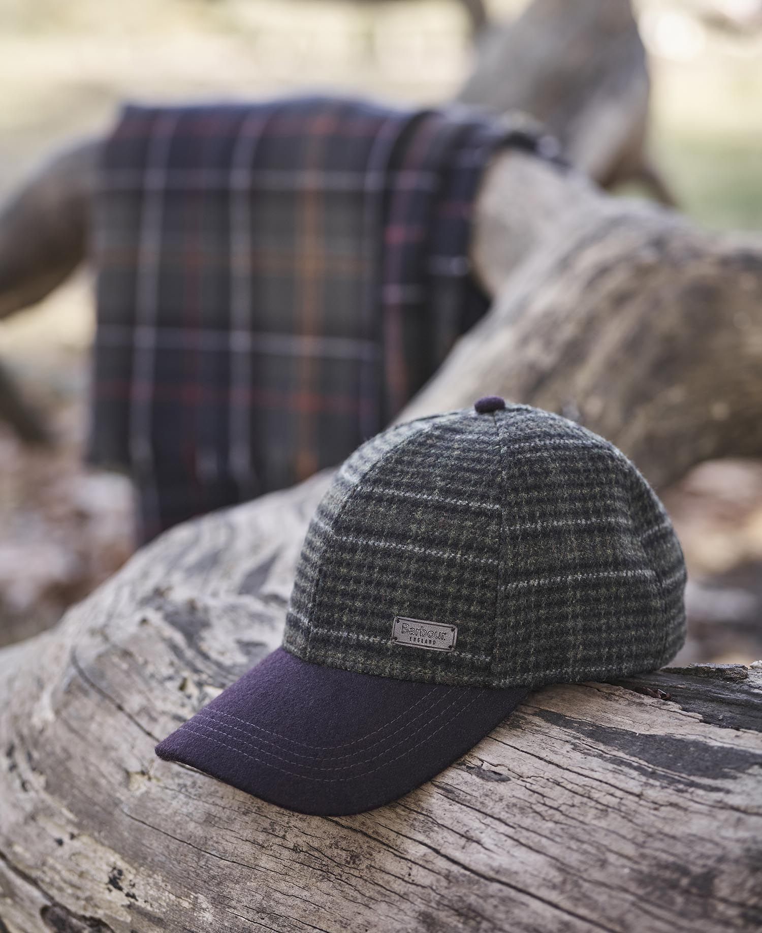 Barbour Clyde Brown & Olive Plaid Cap