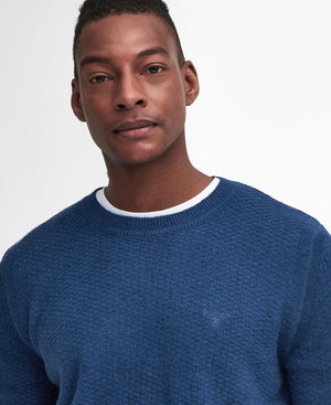 Barbour Aston Knitted Washed Navy Crew Neck Sweater