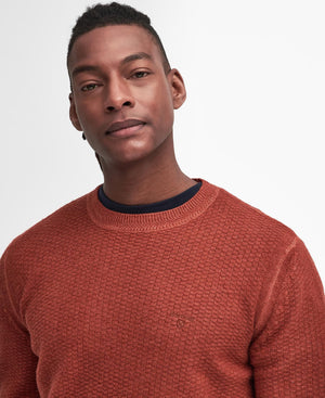 Barbour Aston Knitted Dark Ginger Crew Neck Sweater