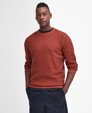 Barbour Aston Knitted Dark Ginger Crew Neck Sweater