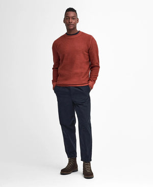 Barbour Aston Knitted Dark Ginger Crew Neck Sweater