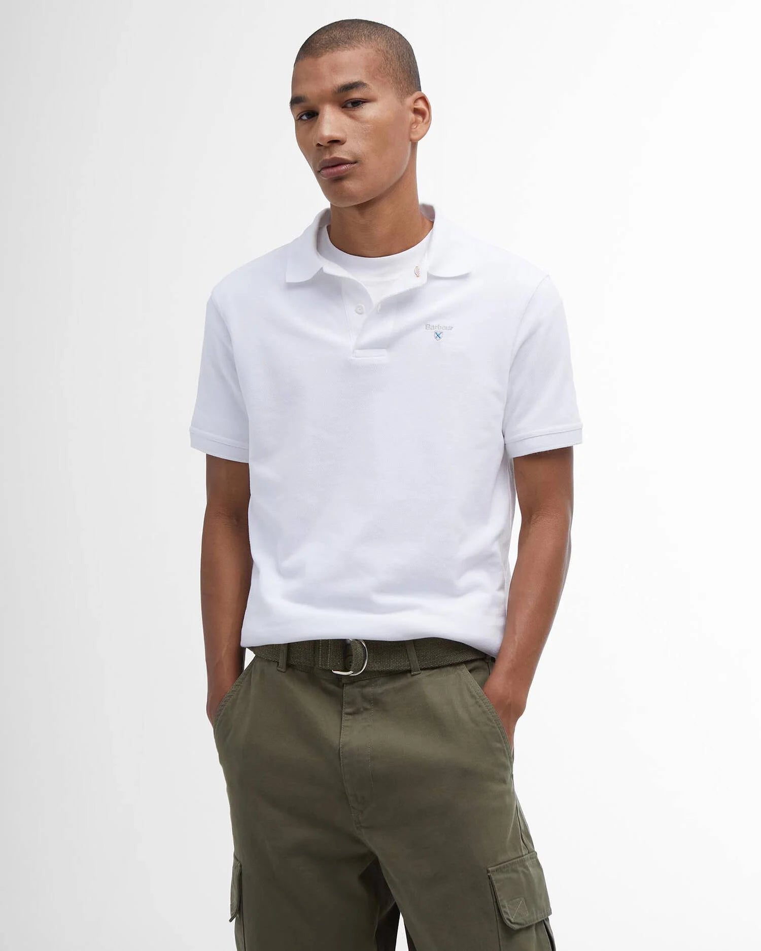 Barbour Sports White Short-Sleeved Polo Shirt