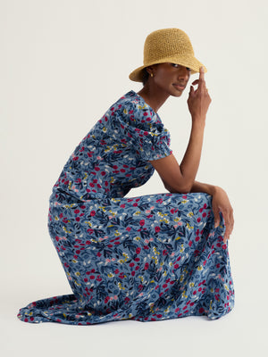 Seasalt Spring Stems Seascape Mix Marsh Violet Short Sleeve Empire Line Dress