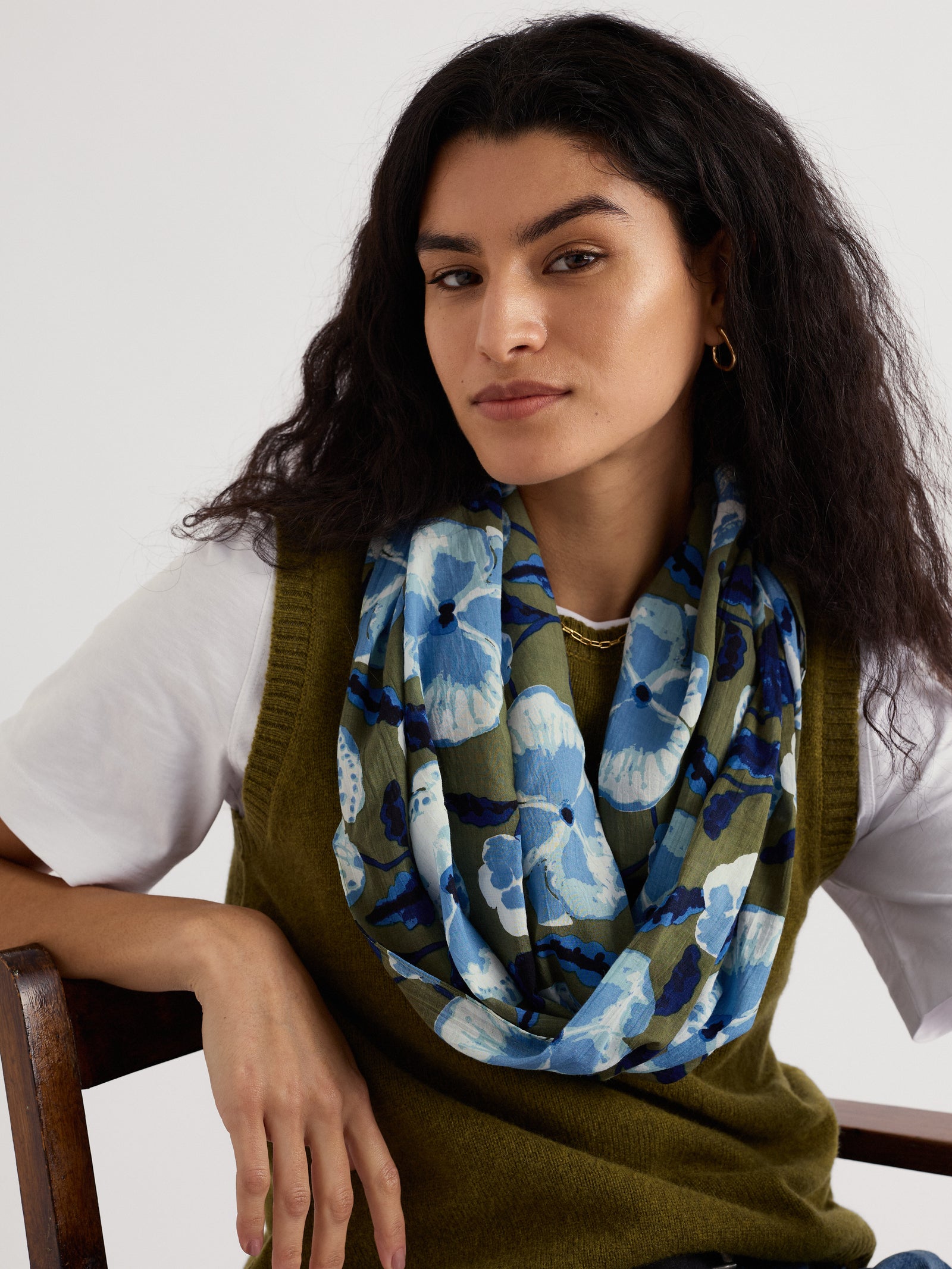 Seasalt Spring Pansy Seagrass May Garland Circle Scarf