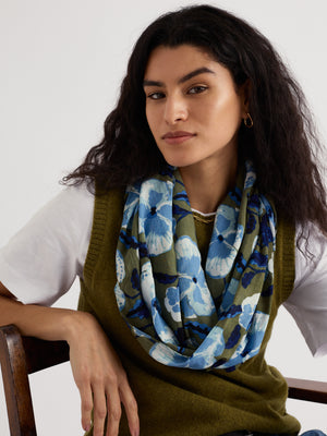 Seasalt Spring Pansy Seagrass May Garland Circle Scarf