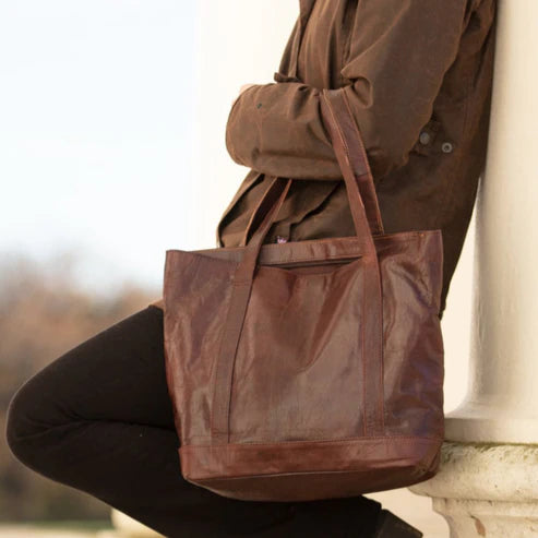 Berber Leather 'The Nador' Darl Brown Tote Bag