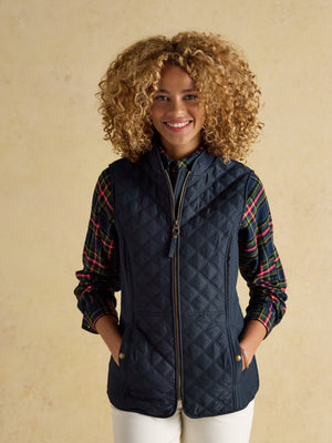 Joules Minx Navy Blue Showerproof Diamond Quilted Gilet