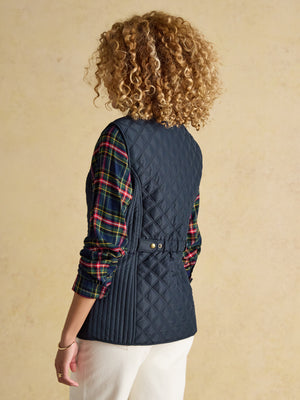 Joules Minx Navy Blue Showerproof Diamond Quilted Gilet