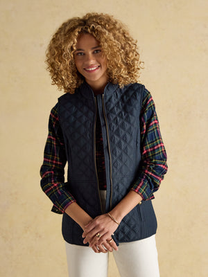 Joules Minx Navy Blue Showerproof Diamond Quilted Gilet