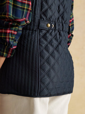 Joules Minx Navy Blue Showerproof Diamond Quilted Gilet