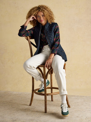 Joules Minx Navy Blue Showerproof Diamond Quilted Gilet