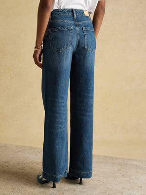 Joules Blue High Rise Wide Leg Jeans