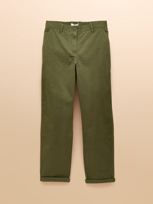 Joules Slim Straight Khaki Green Chino Trousers with Elasticated Waist