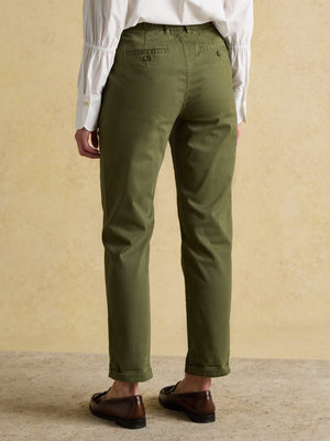 Joules Slim Straight Khaki Green Chino Trousers with Elasticated Waist