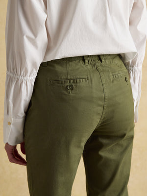 Joules Slim Straight Khaki Green Chino Trousers with Elasticated Waist