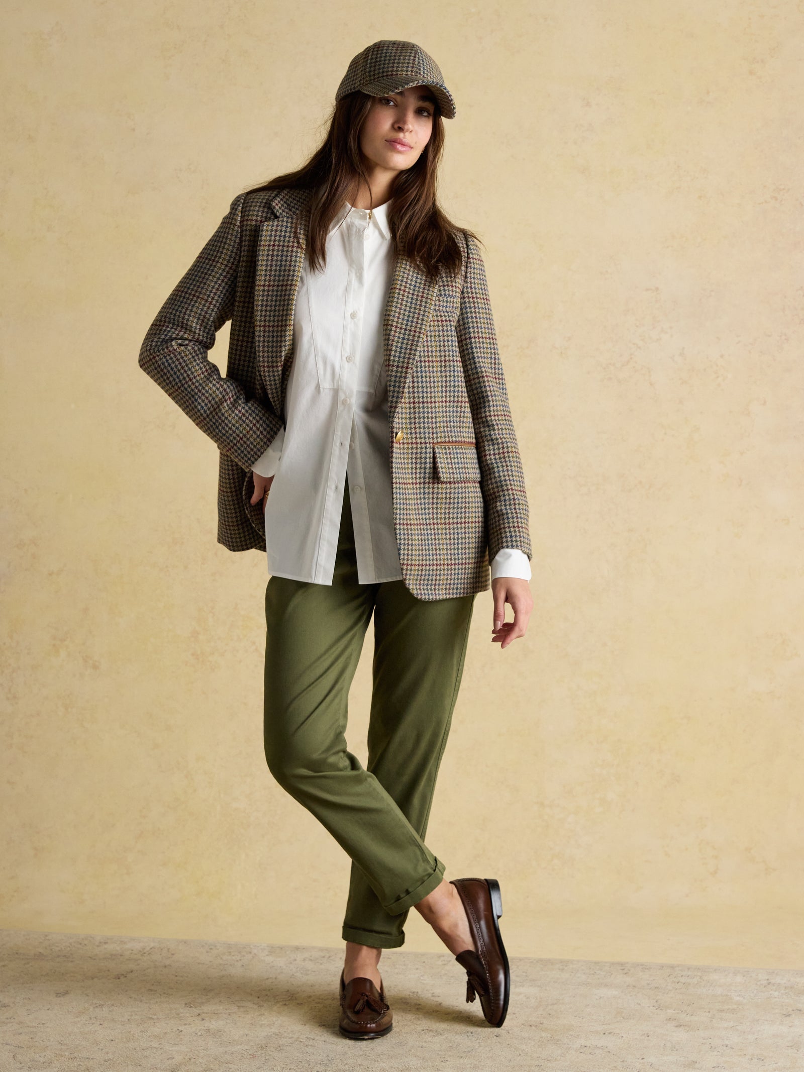 Joules Slim Straight Khaki Green Chino Trousers with Elasticated Waist