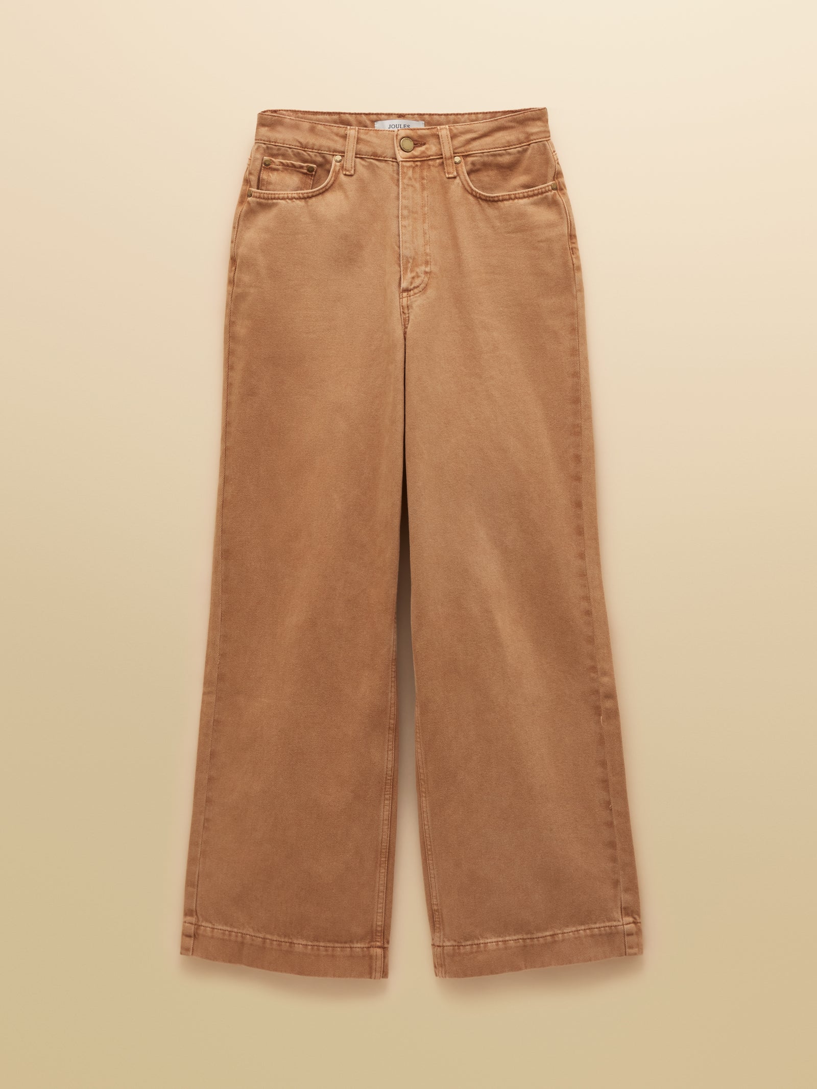Joules Tan Brown High Rise Wide Leg Jeans