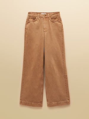 Joules Tan Brown High Rise Wide Leg Jeans