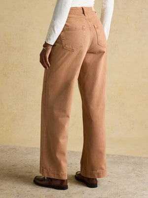 Joules Tan Brown High Rise Wide Leg Jeans