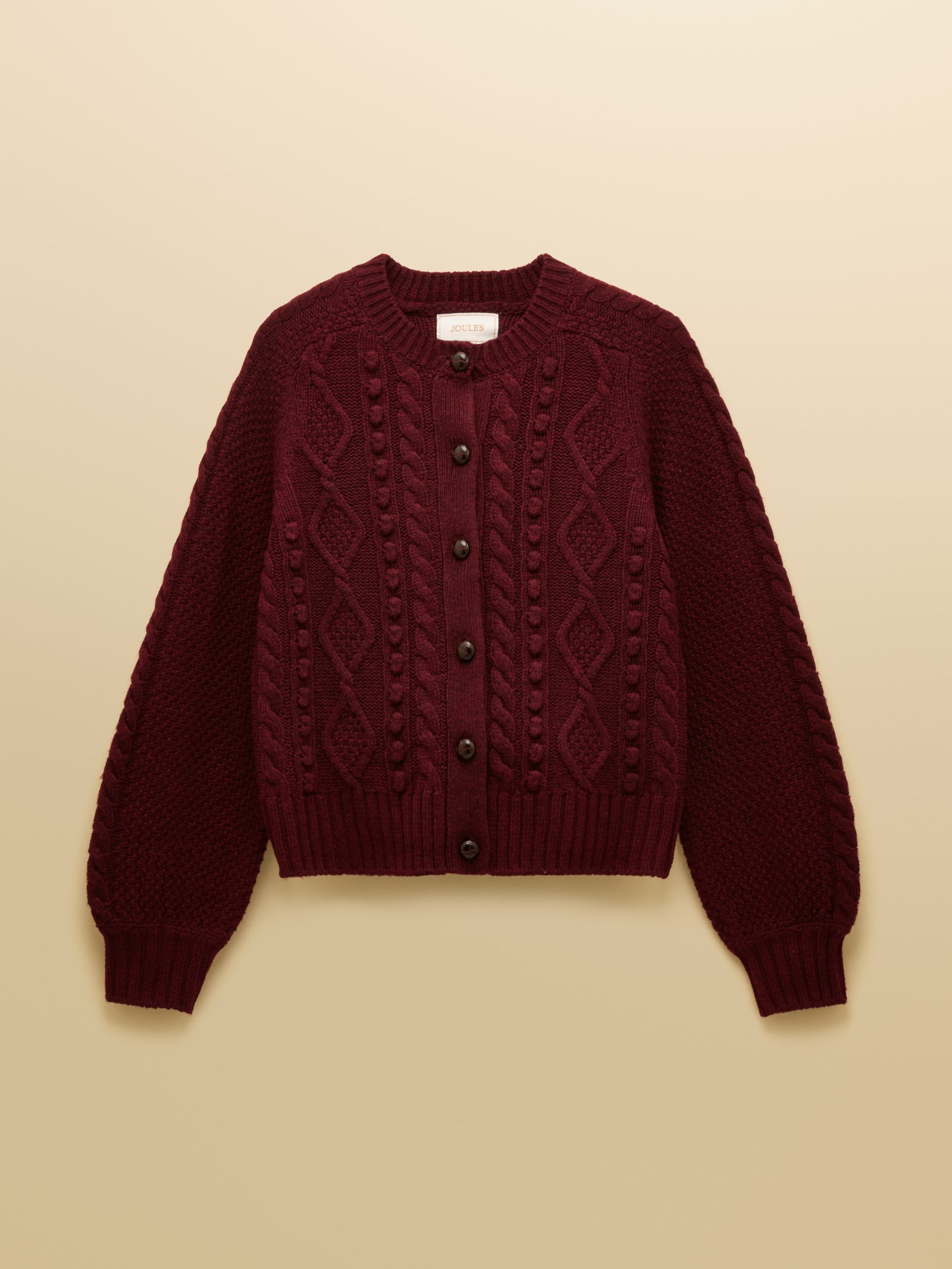 Joules Rafferty Berry Red Cable Knit Cardigan