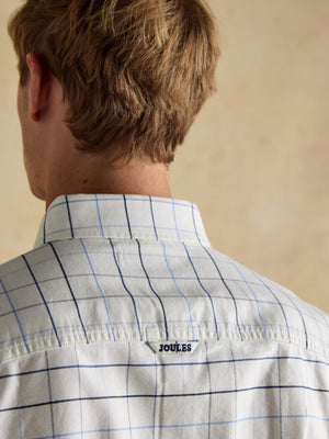 Joules Classic Fit White Blue Checked Cotton Oxford Shirt