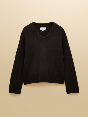 Joules Hannah Black V-Neck Relaxed Fit Jumper